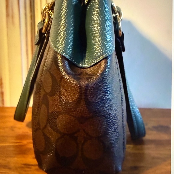 Coach Brown and Teal Satchel - Picture 8 of 17